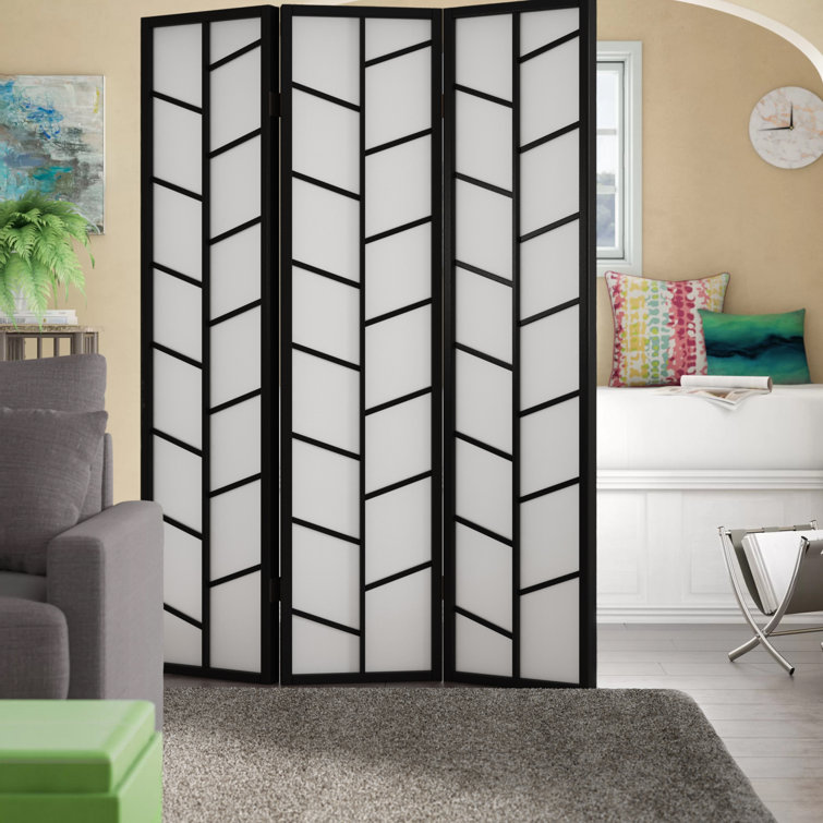 Ebern Designs Filipe 51'' W x 71'' H 3 Panel Solid Wood Folding Room